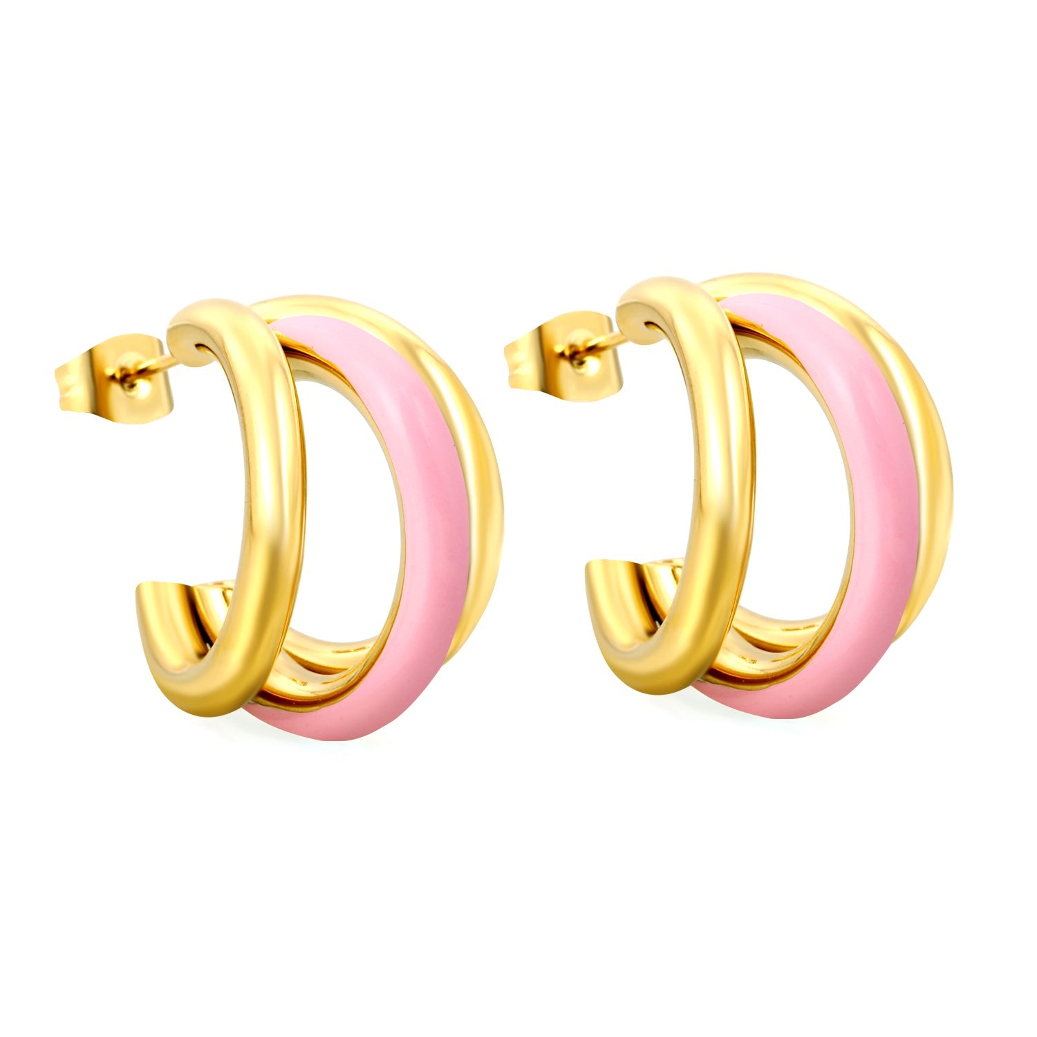 Wire 3*W16*H20mm Triple C-shaped with center white/black/pink/mint green drop earrings gold color asonjewelry